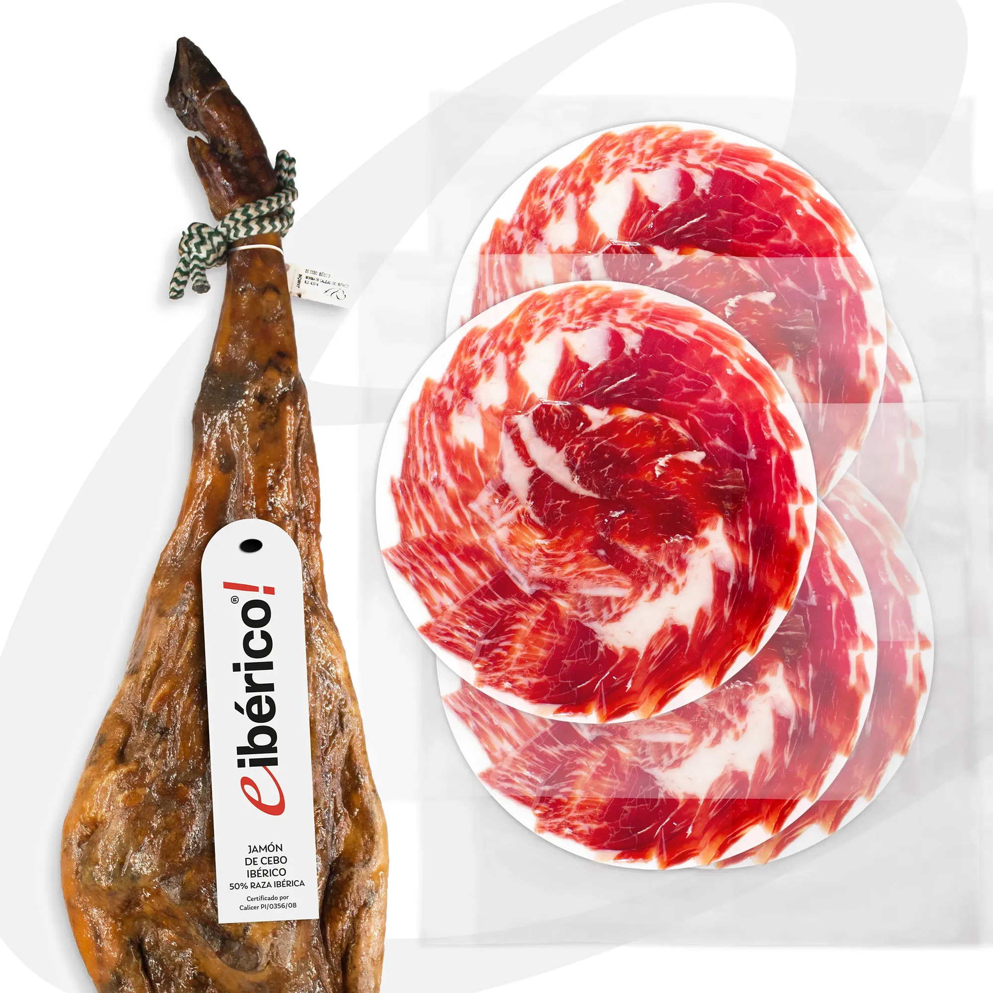 eIberico Jamon de Cebo Iberico 50 Raza Iberica Cortado a Cuchillo Entero